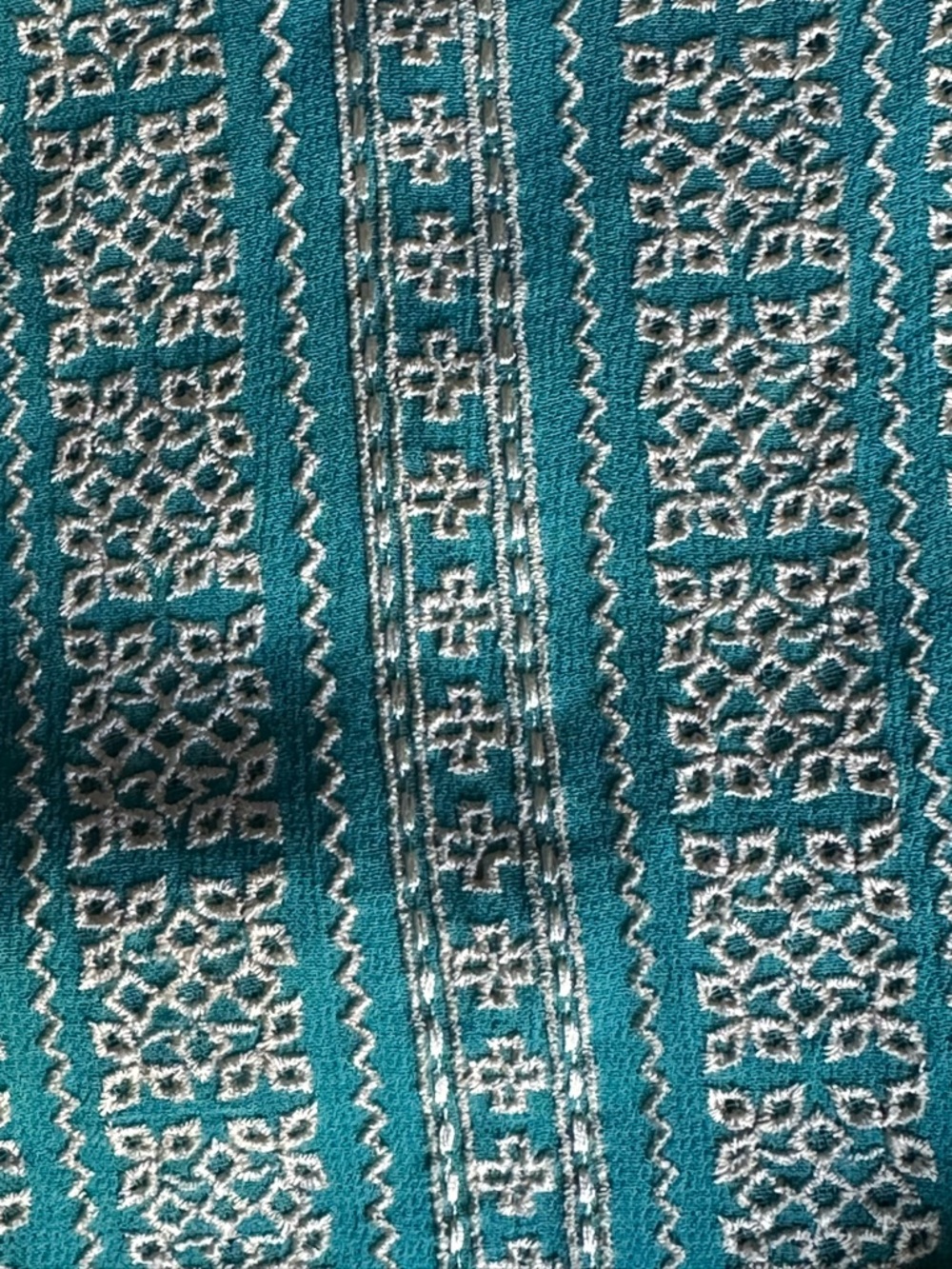 Tolani Embroidered Boho Peasant Tunic Top Teal XL NWT MSRP $175 - Picture 3 of 9